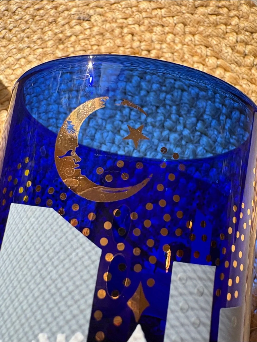 (2) Vintage Cobalt Blue Noritake 'Twas The Night Before Christmas Glasses